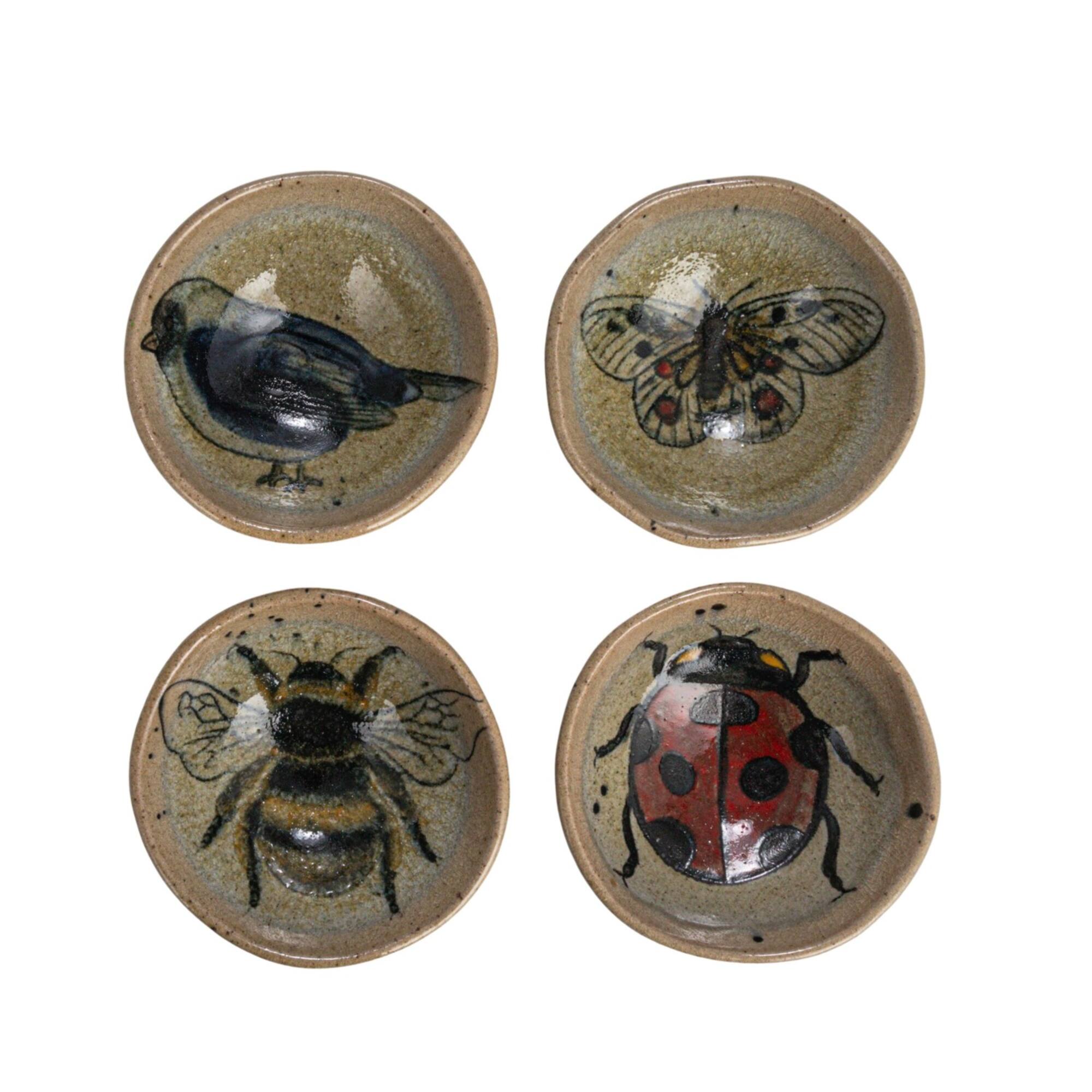Hello Honey® 3.75" Insect & Bird Stoneware Dish Set